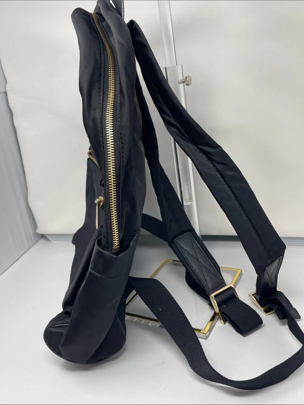 MICHAEL Michael Kors Nylon Black Backpack with Gold Accents